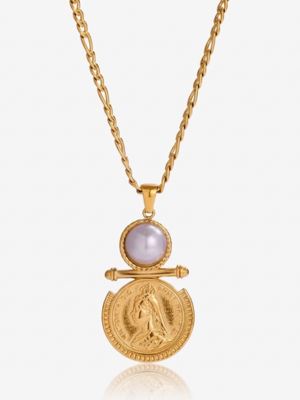 Empress Pearl Drop Pendant Necklace Stainless Steel